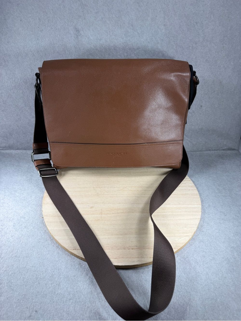 Coach Charles Messenger Bag Brown Leather Crossbody Laptop Shoulder Bag